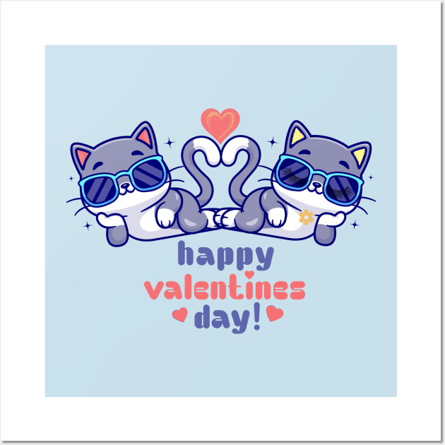 Cute couple cats with love Wall Art by Nano-none